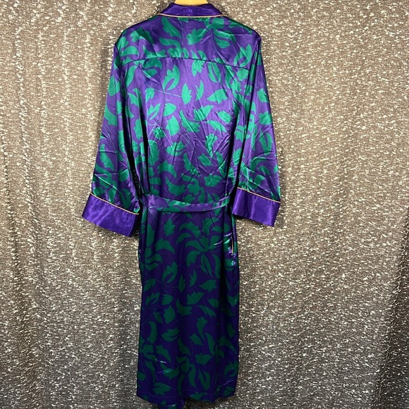 Victoria’s Secret Size M/L Floral Vintage Yellow Label Purple Green Tassel Robe - Picture 10 of 11